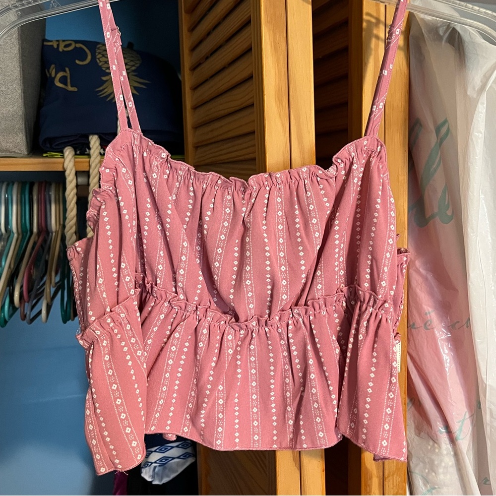 Pink ruffle crop top